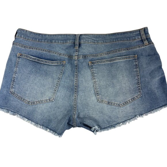 No Boundaries Denim Shorts Size 21W Distressed Button Fly Frayed Hem Jean Cutoff - Picture 2 of 8